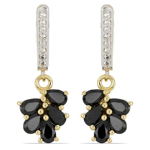 2.50 CT BLACK ONYX GOLD PLATED SILVER EARRINGS #VE016551